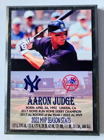 AARON JUDGE  NEW YORK YANKEES  FULL COLOR SUBLIMATION PLAQUE Cover