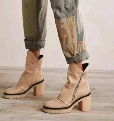 Botín holgado de cuero Free People Zip Jack Spiced Chai 38,5/8 original $198 Foto 1 de 4
