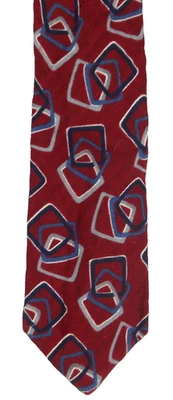 Oleg Cassini 100% Silk Fabric From Italy Classic Red Geometric Tie Made In USA - Image 1 of 4