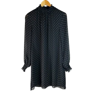 Mini Vestido H&M Transparente Cuello Alto Calado Negro 4 Mod Academia Whimsigoth Foto 1 de 4