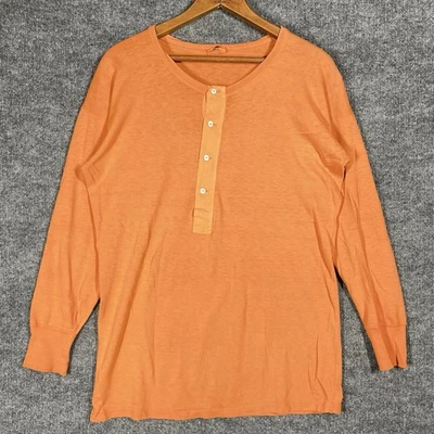 Camiseta Henley alemã vintage anos 30 e 40 média tingida laranja botões esfregão década de 1940 - Imagem 1 de 4