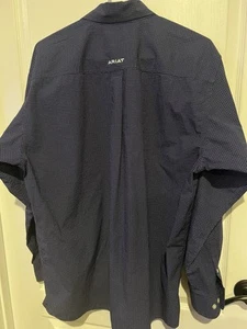 Ariat Men’s Blue Twill Fitted Long Sleeve Button Shirt - Large - Picture 1 of 8