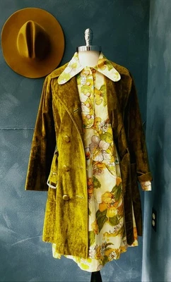 Mini Vestido Floral Amarillo Hecho a Mano Años 60 XS/S En muy buen estado Foto 1 de 4