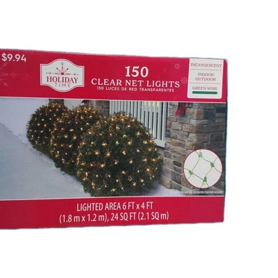 Holiday Time - 150 Clear Net Mini Lights Green Wire 6 x 4 ft Area - Image 1 of 4