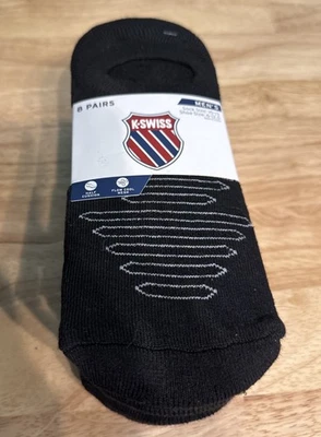K SWISS MENS LINER SOCKS SIZE 10-13 8 PAIR  Black New High Cushion Flow Cool - Image 1 of 4