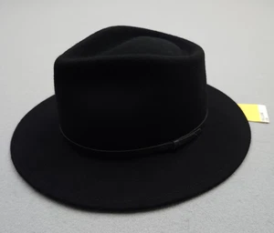 NEU Gelb 108 Eastwood Fedora Hut Herren Medium schwarz 100 % Wollfilz Hergestellt in den USA - Bild 1 von 15