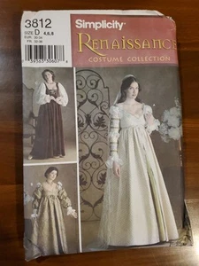 Simplicity Renaissance Fair 3812 Size 4, 6, 8 Victorian Edwardian Dress New - Picture 1 of 4