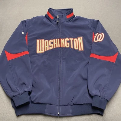 Chaqueta de los Nacionales de Washington para Hombres 2XL Azul Marino Rojo MLB Béisbol Majestuosa Base Térmica Foto 1 de 4