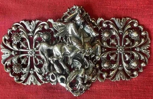GREAT VINTAGE ANTIQUE VICTORIAN SILVER PLATED BELT BUCKLE : ST. GEORGE & DRAGON - Picture 1 of 24
