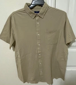 NWT Mens GEORGE knit buttondown khaki collared shirt szXL - Picture 1 of 6