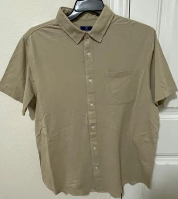 NWT Mens GEORGE knit buttondown khaki collared shirt szXL - Image 1 of 4