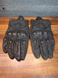 Icon Pursuit Glove Black Leather Motorcycle Gloves w/ Armored Knuckles US Size L - Bild 1 von 3