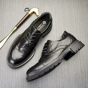 Herren Runde Spitze Echtleder Formell Elegant Business Schnürung Leger Herbst Schuhe Größe - Bild 1 von 18