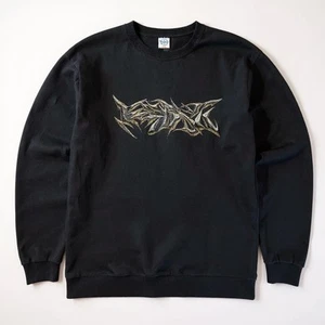 VTG Keboz Y2K T Shirt L/S Black Mens Med Barbed Wire Japanese VTG Gold Silver - Picture 1 of 12