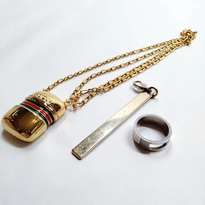 NO TARIFF Gucci  Necklace Charm Ring 3 set Gold Metal 1462533 - Image 1 of 4