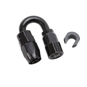 Russell for 3/8in SAE Quick Disc Female to -6 Hose Black 180 Degree Hose End - Picture 1 of 5