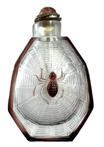 Vintage Brown Peking Glass Spider Snuff Bottle two tone stone on top - Picture 1 of 10
