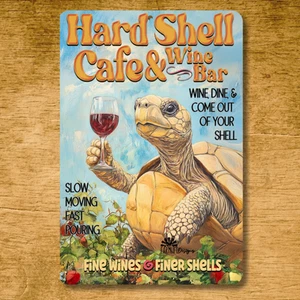 Tortoise Hard Shell Cafe & Wine Bar funny metal tin home wall art decor gift - Picture 1 of 6
