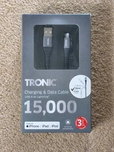 Tronic Charging & Data Cable USB A to iPhone - Black (BRAND NEW) ✅📦 - Picture 1 of 2
