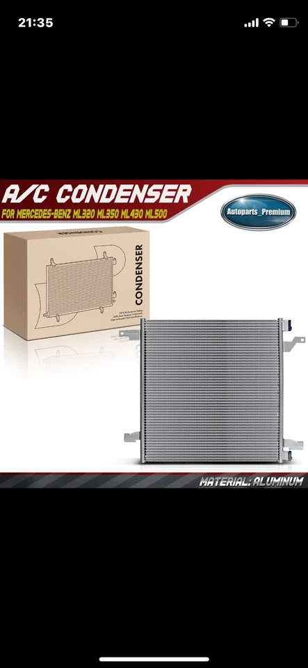 AC A/C Condenser for Mercedes-Benz W163 ML320 1998-2003 ML350 03-05 ML430 ML500 - Image 1 of 1