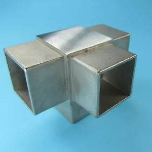 Edelstahl Steckfitting 40x40 mm T-Eck Verbinder Vierkantrohr V4A Geschliffen VA - Bild 1 von 1