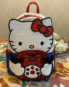 Loungefly Sanrio Hello Kitty 50th Anniversary Phone Sequin Cosplay Mini Backpack - Picture 1 of 12