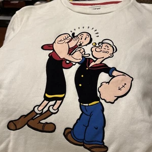 Vintage Popeye The Sailor man Olive Oyl White Sweat Shirt Size Medium - Picture 1 of 3