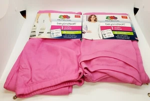 BRAND NEW Women's Fruit Of The Loom BeyondSoft SMALL Waffle Crew & Pant in PINK - Picture 1 of 7