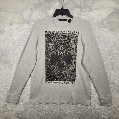 Sean John Waffle Knit Shirt Mens Large Gray Skull Logo Grunge -flaw - Image 1 of 4