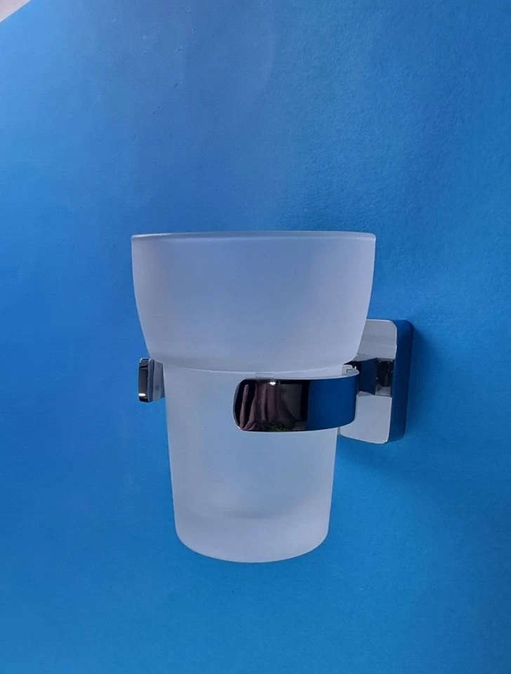 Smedbo ICE Zahnputzbecher Halter OK343 chrom Glas Zahnputzset Dentalset Becher - Bild 1 von 1