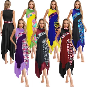 Womens Dress Stage Dresses Liturgical Dancewear Patchwork Praise Dance Worship - Picture 1 of 73