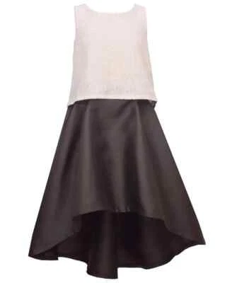 NWT Bonnie Jean Girls 12 High-Low White Black Taffeta Special Occasion Skirt Set - Image 1 of 2
