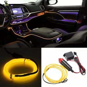 Tira de atmósfera interior lámpara de neón línea de luz fría LED de coche amarillo. - Imagen 1 de 7