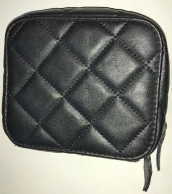 "Planificador de maquillaje Trish McEvoy negro acolchado bronceado interior 6"" x 5"" x 2,5"""  Foto 1 de 4