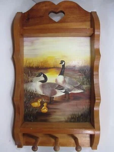 Wand Kurioses Regal Hut Mantel Schlüsselanhänger Aufhänger mit kanadischer Gansmalerei Goldstein - Bild 1 von 12