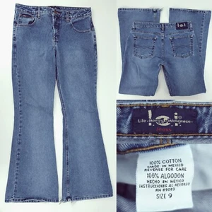 Vintage Ende der 90er Jahre Y2K LEI Damen Jrs 9 31 x 32 Big Flare Bell Bottom Jeans Raver Skater - Bild 1 von 9