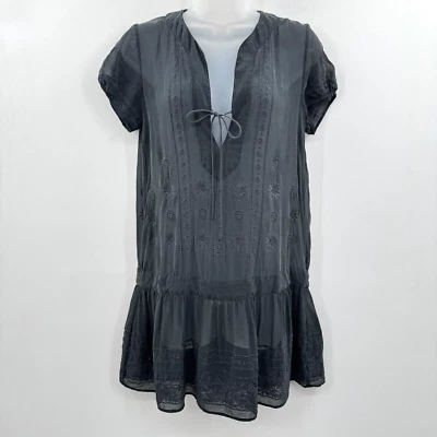 VTG Juicy Couture Y2K Silk Embroidered Sheer Top Size S/M Black Boho Whimsigoth - Image 1 of 4