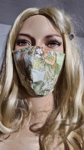 Mundmaske Mund Nasenbedeckung Stoffmaske Baumwolle weiß grün Glitzer Elfen Feen - Bild 1 von 4