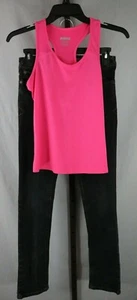 Old Navy Girls Lot 2 Blue Denim Low Rise Skinny Jeans Pink Tank Top Size 14 Slim - Picture 1 of 7