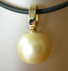 11.9mm!! South Sea Gold Pearl+18ct Solid Y Gold Pendant Enhancer +cert Available