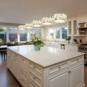 Lampada Pendente a Sospensione Cristalli 5 Fiamma da Cucina H 120 CM - Foto 1 di 8