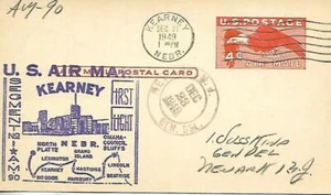 First Airmail Flight Kearney NE 12/21/49 on UXC1 Post Card AAMC#90E31 - Picture 1 of 1