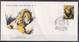 India 1976 Fauna, WWF, Animales Salvajes, Leones FDC - Imagen 1 de 2