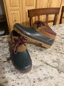 Womens Bass Ontario Thermolite Green Duck Shoes Sz 8 Retro Vintage Waterproof - Picture 1 of 8