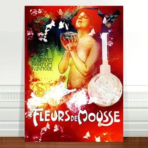 Vintage  French Perfum Poster Art CANVAS PRINT 32x24" Fleurs de Mousse - Bild 1 von 1