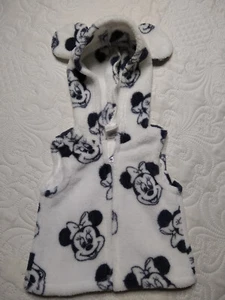 Disney Baby 3-6Mo Hoodie Fleece Vest Minnie Mouse Ears Black White - Picture 1 of 6