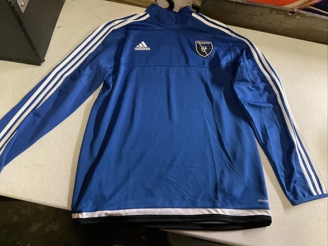 Vintage 2014 Men's adidas Blue San Jose Earthquakes  Warmup Pullover Cover