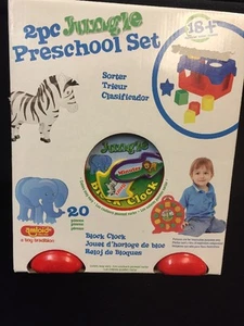 Juego de 2 piezas de juguete preescolar jungla clasificador de forma reloj 20 piezas 18+ meses - Imagen 1 de 9