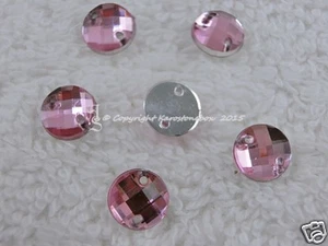 Strass Aufnähsteine 15 St.Glitzersteine Rund ca. 12mm Acryl Rosa Glitzersteine - Bild 1 von 2