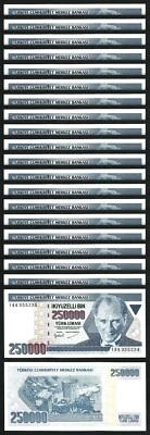 Turkey 250000 Lira 1970 (1998), UNC, 20 Pcs LOT, Consecutive, P-211 - Image 1 of 4